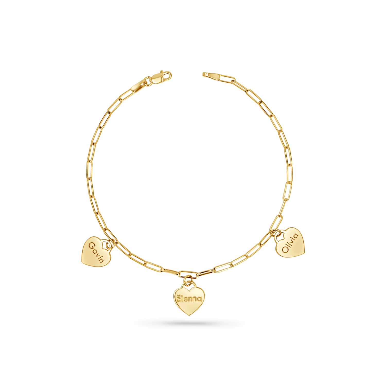 Custom Name Drop Heart Charm Bracelet