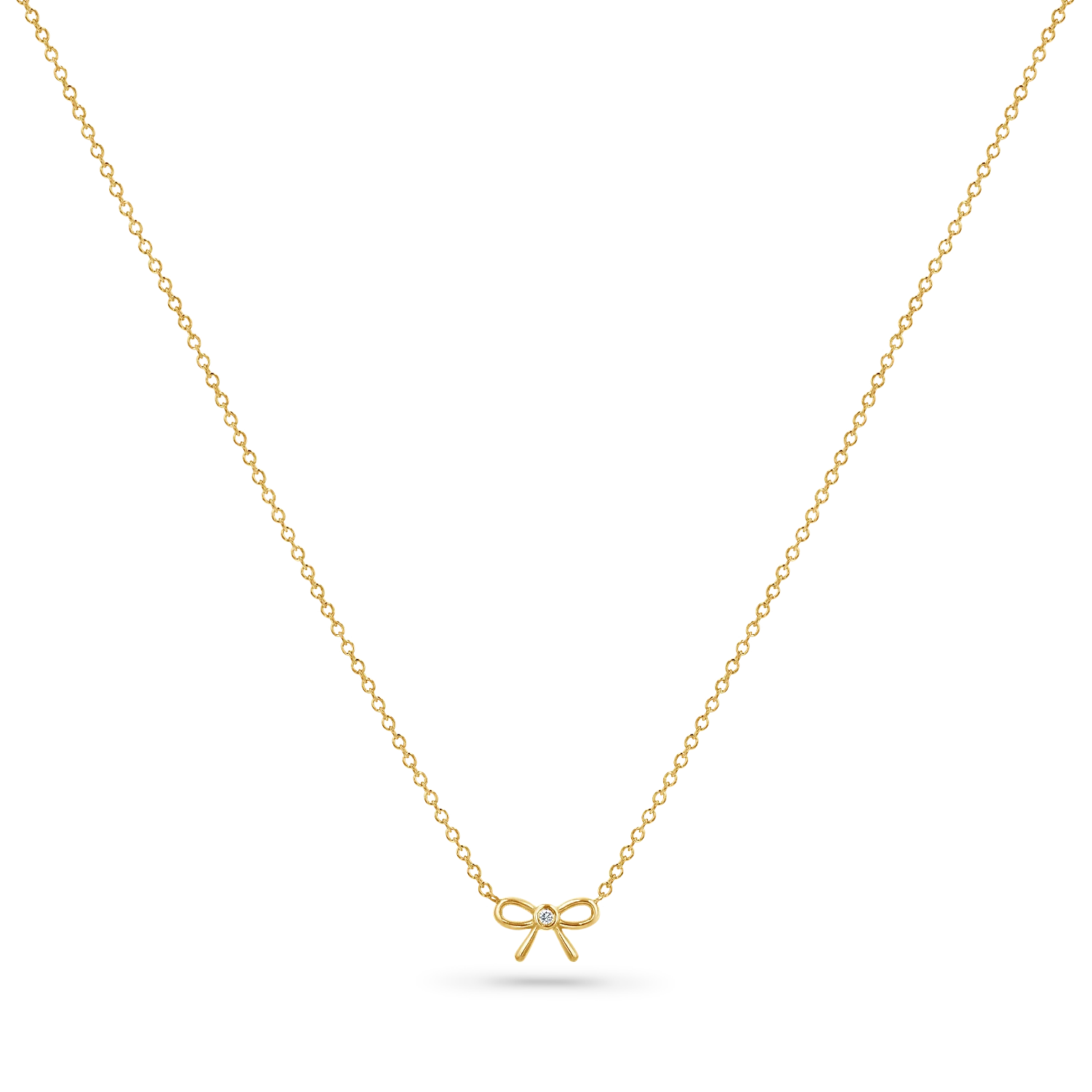 Dainty Diamond Bow Necklace