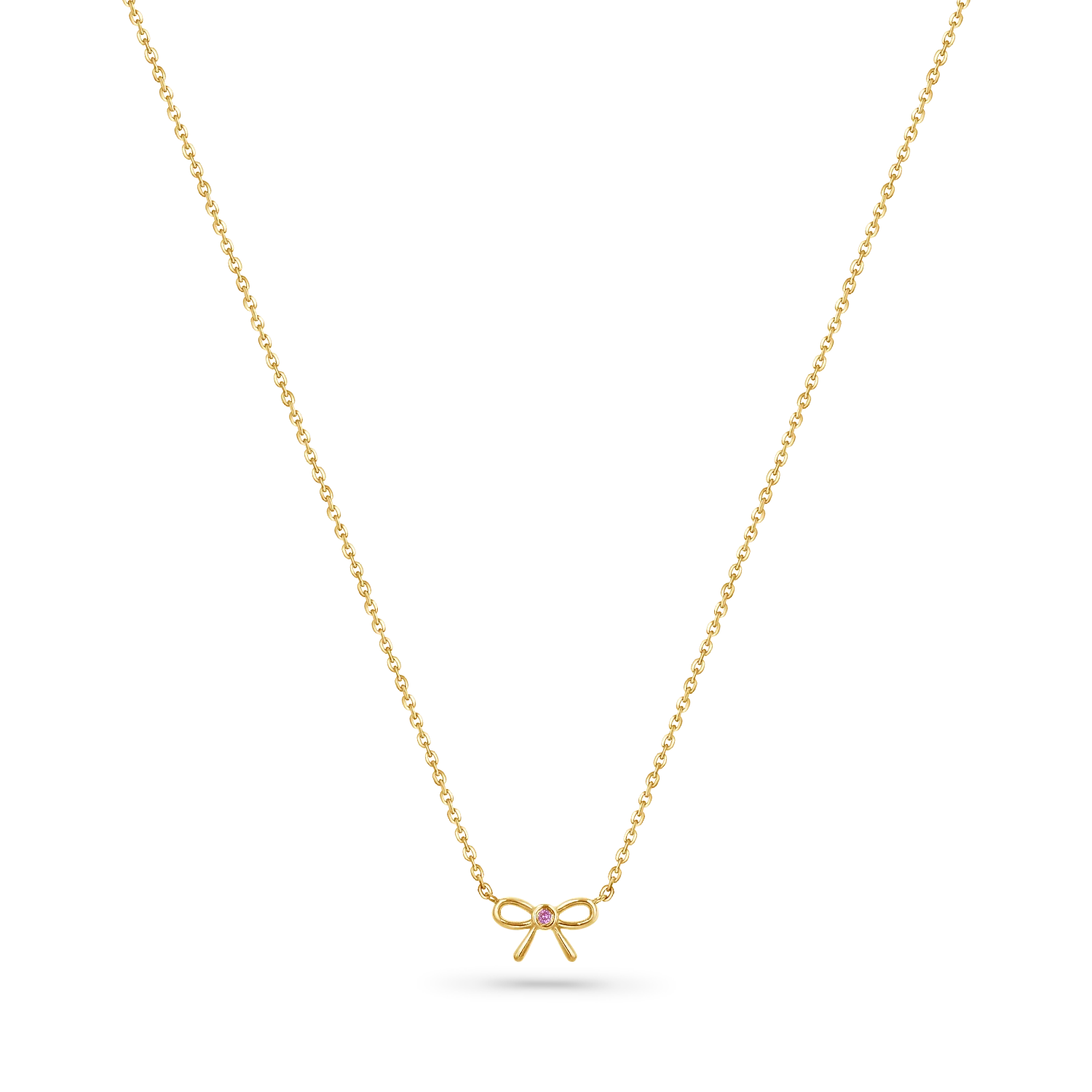 Dainty Pink Sapphire Bow Necklace