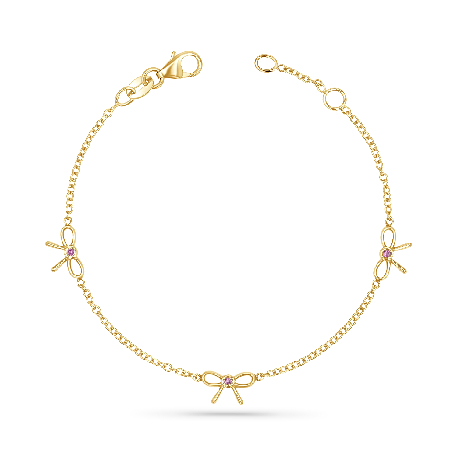 Dainty Pink Sapphire Three Bow Bracelet