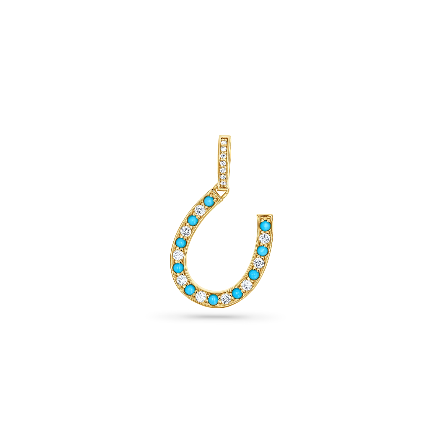 Diamond and Turquoise Lucky Horseshoe Charm