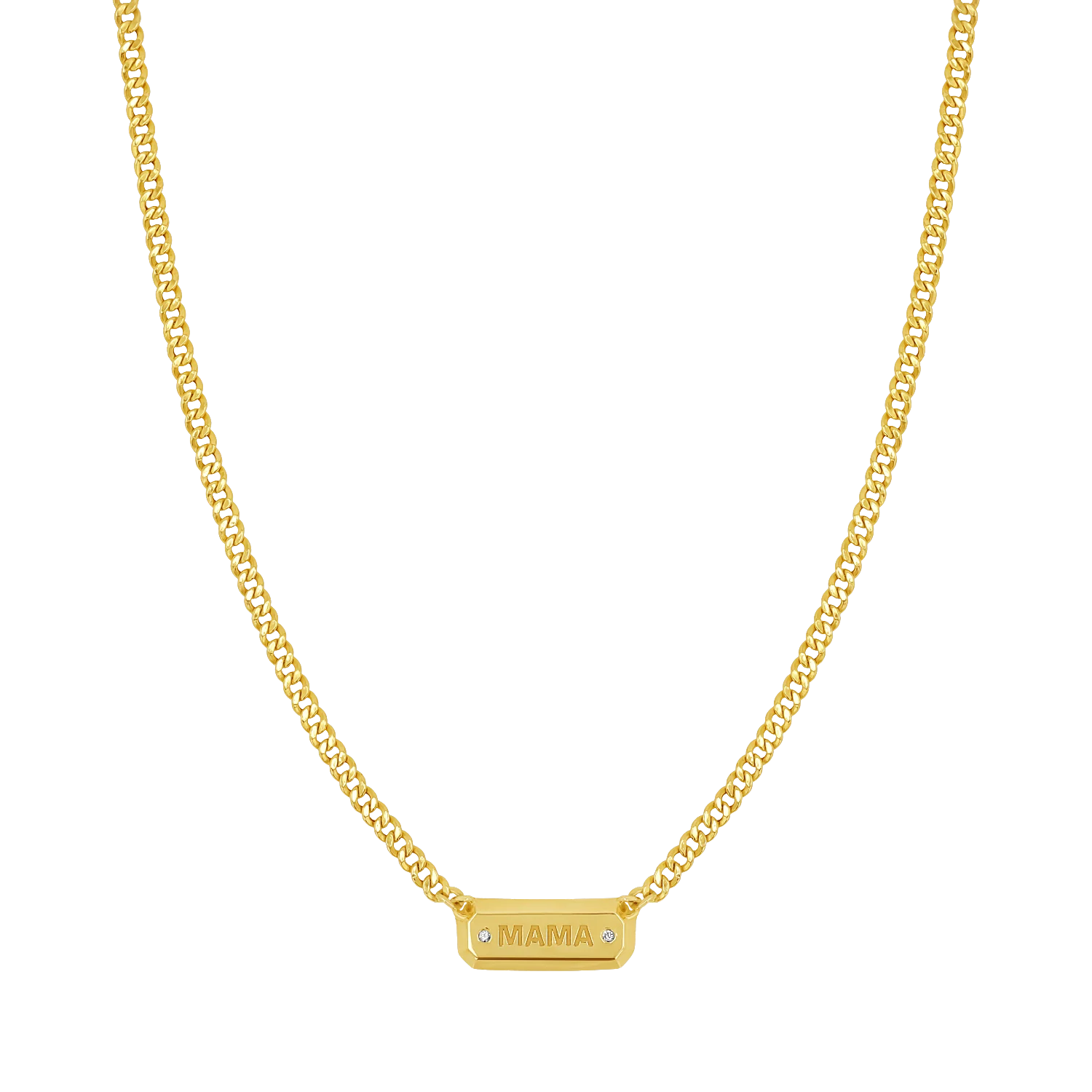 Diamond Beveled ID Cuban Chain Necklace