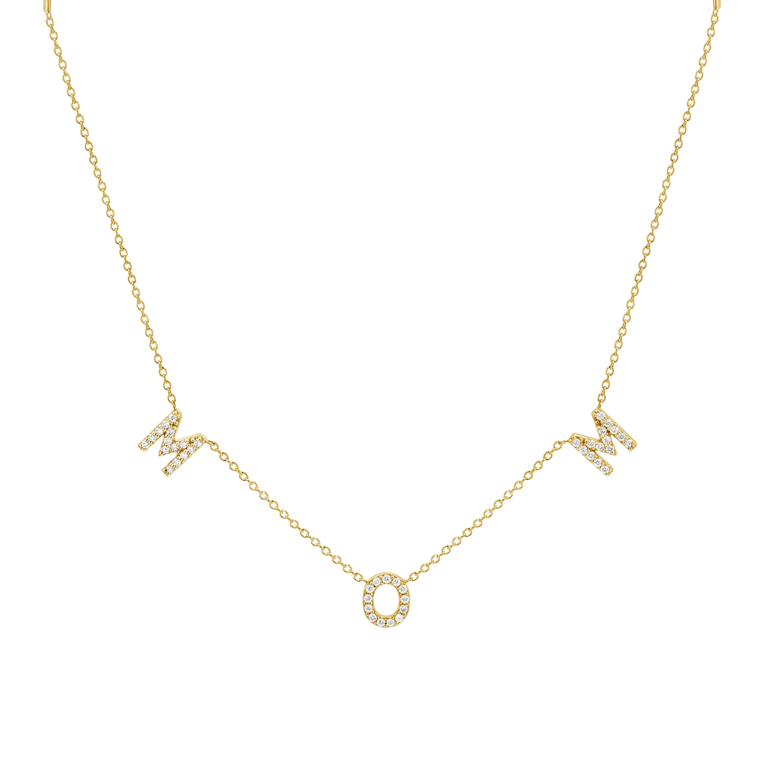 Diamond Spaced MOM Necklace
