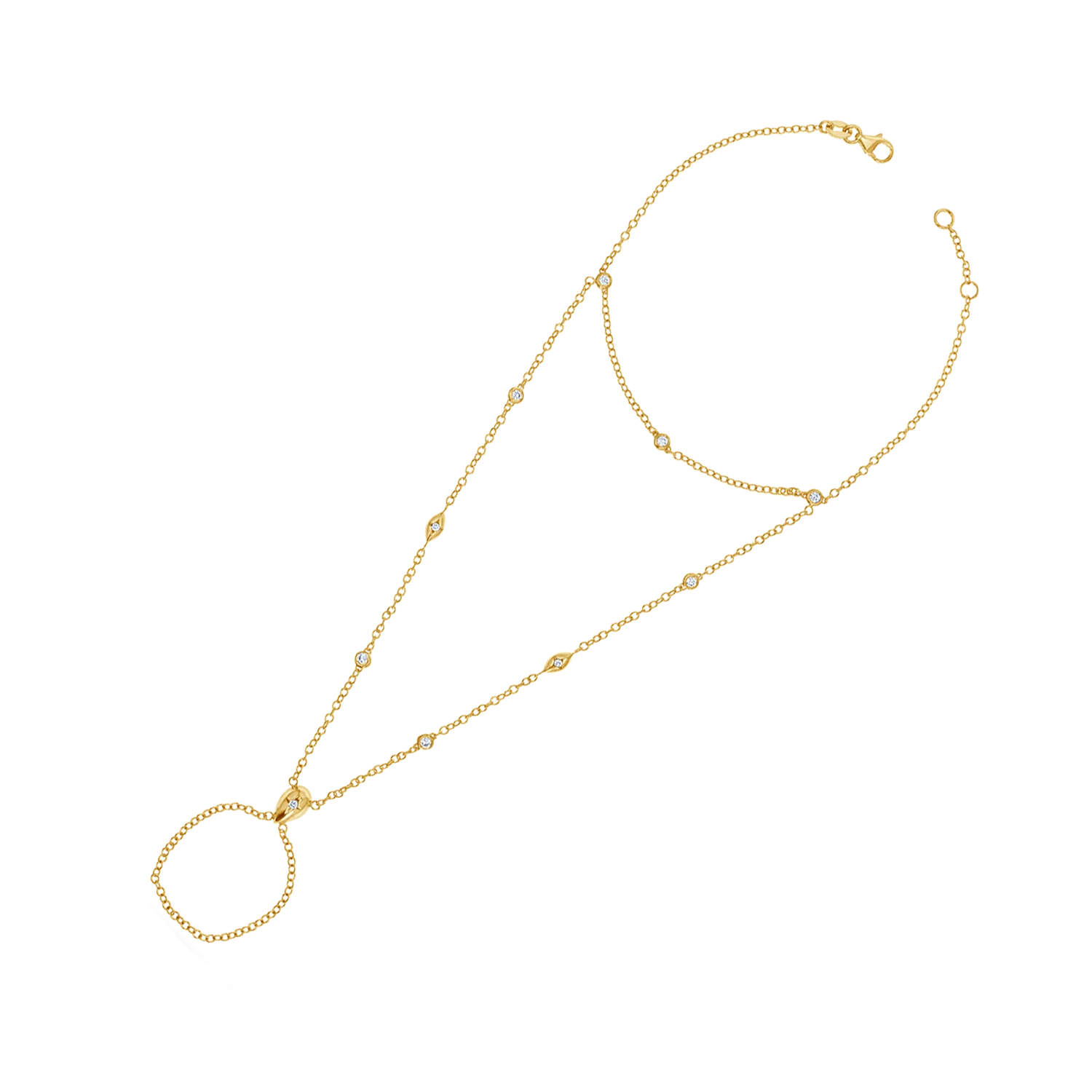 Diamond Starset Teardrop Bezel Hand Chain