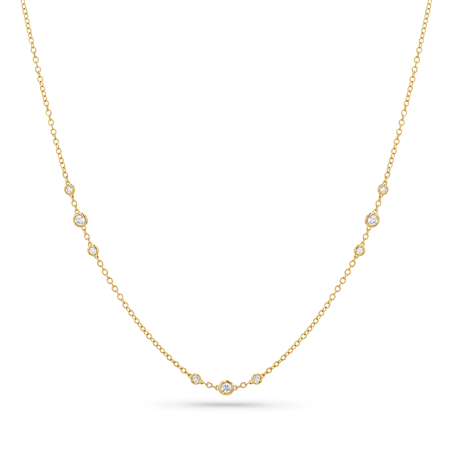 Graduated Diamond Trio Bezel Necklace