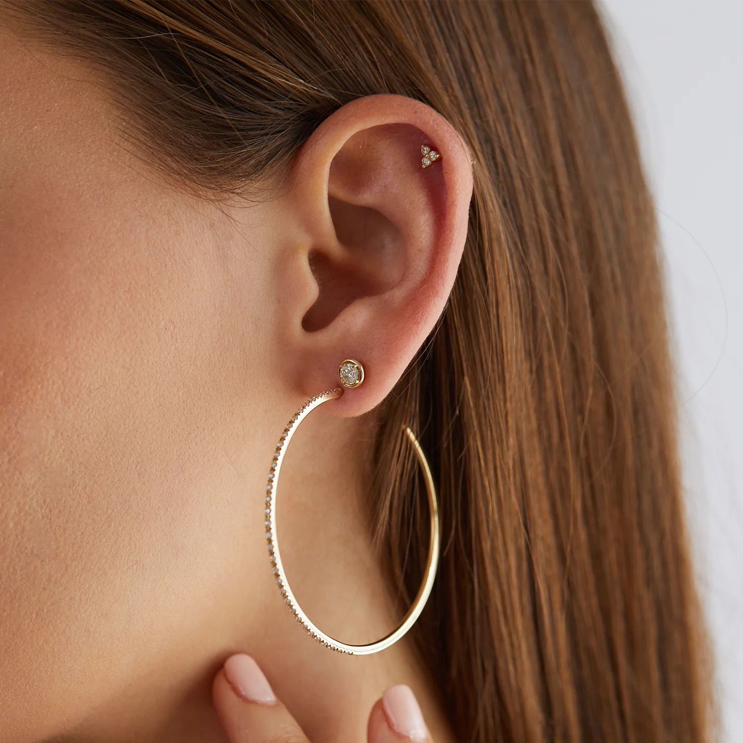 Large Diamond Hoop Earrings - Image 4