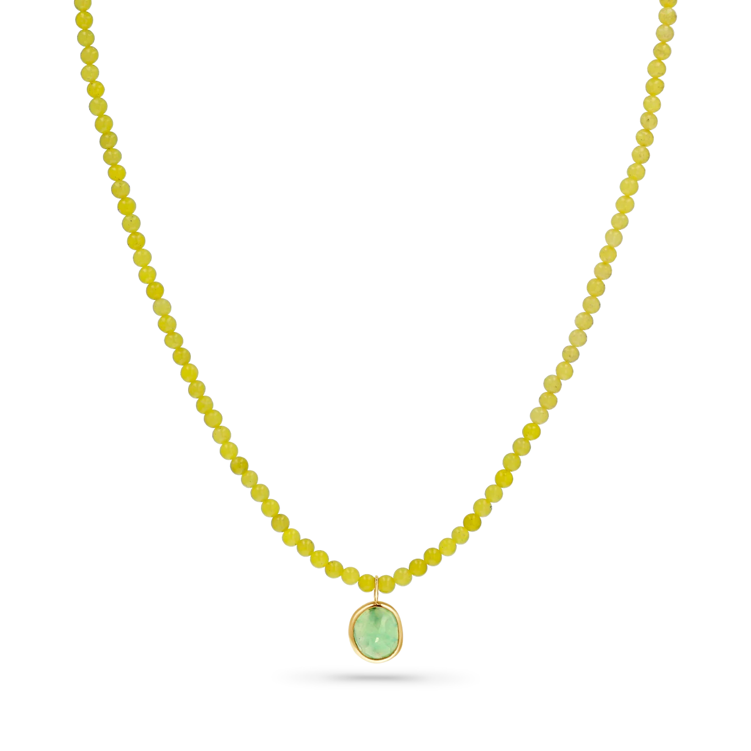 Lemon Jade Gemstone Drop Necklace
