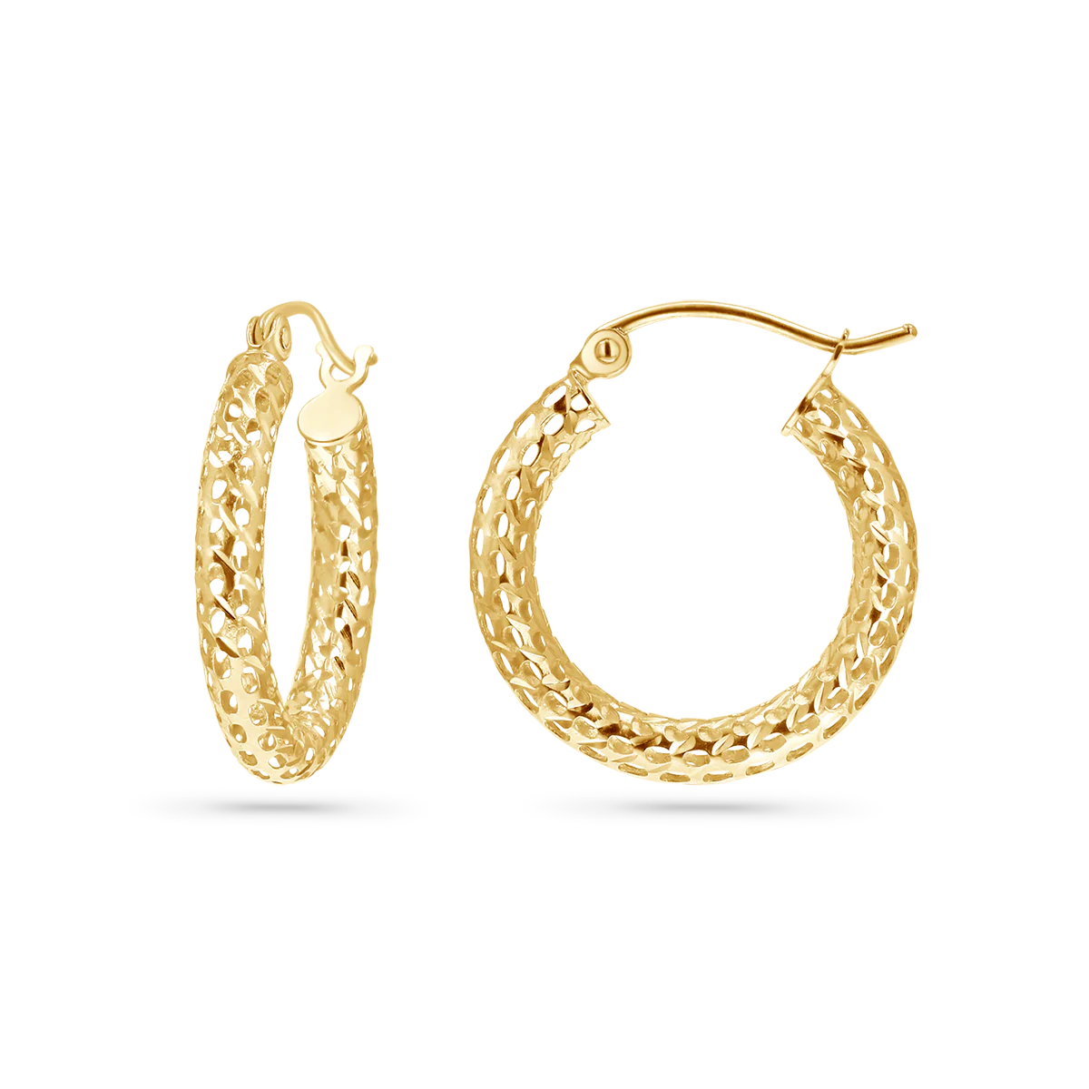 Mesh Diamond Cut Hoops