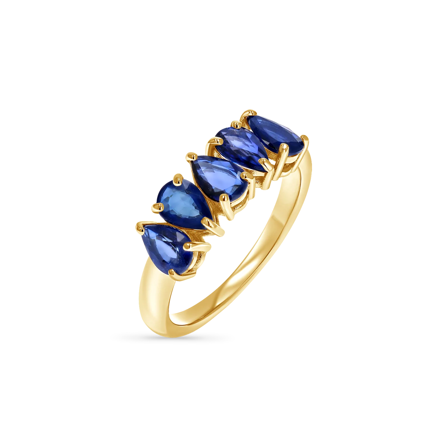 Pear Shape Blue Sapphire Half Eternity Ring