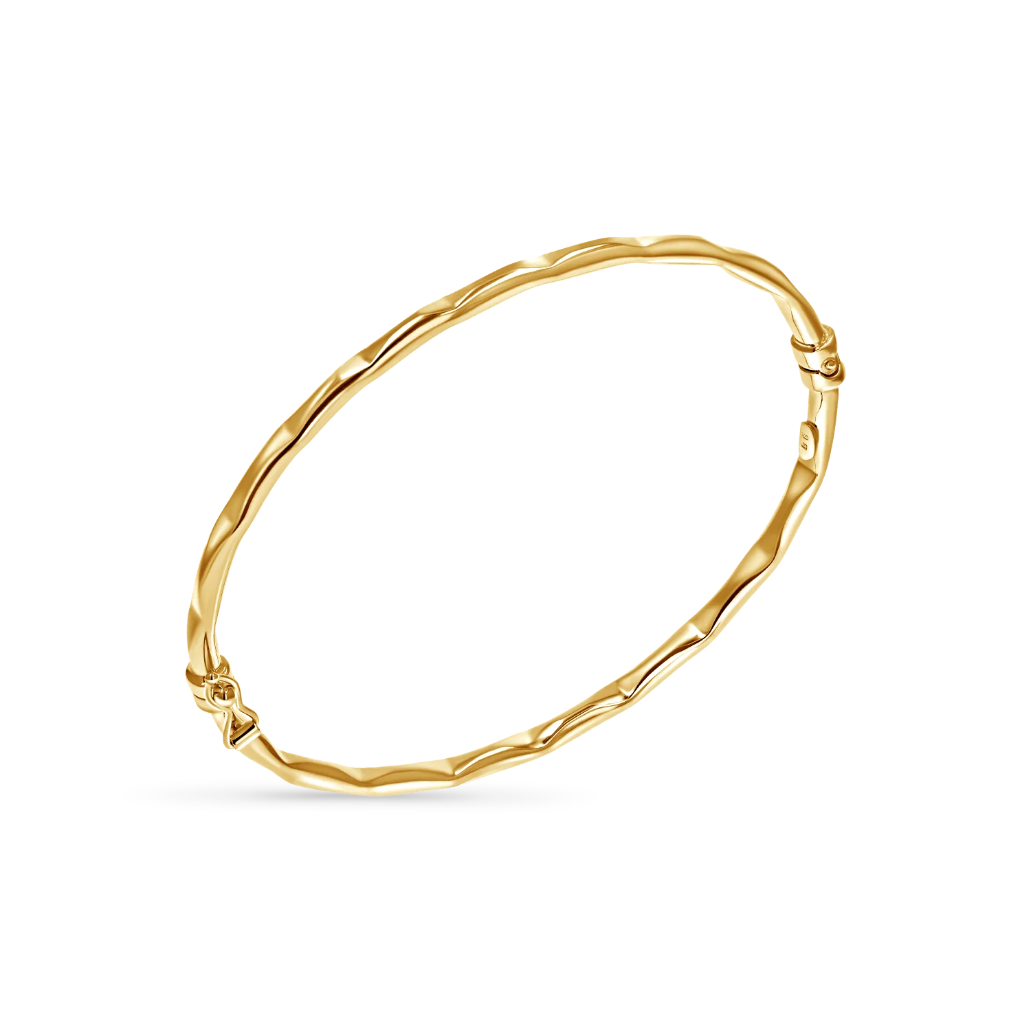 Ripple Cut Gold Bangle