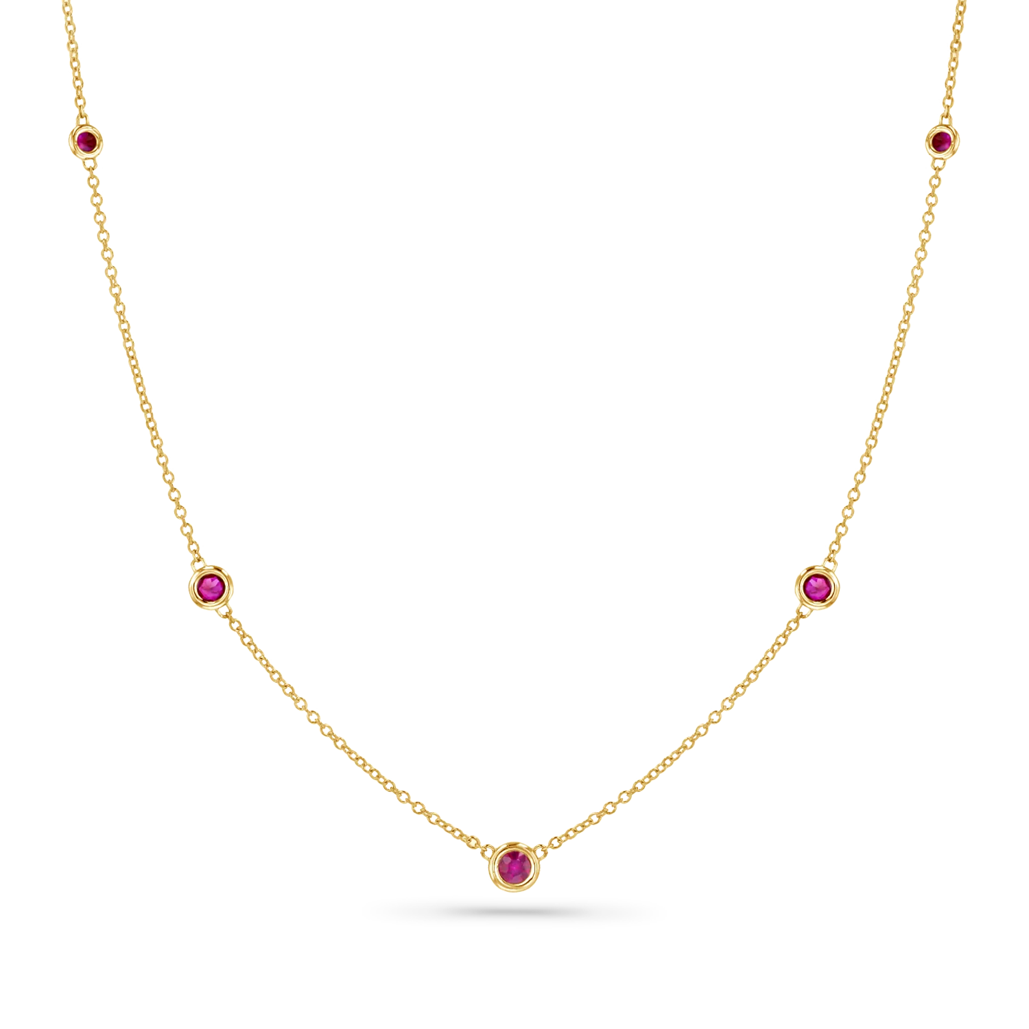 Ruby Bezel Strand Necklace