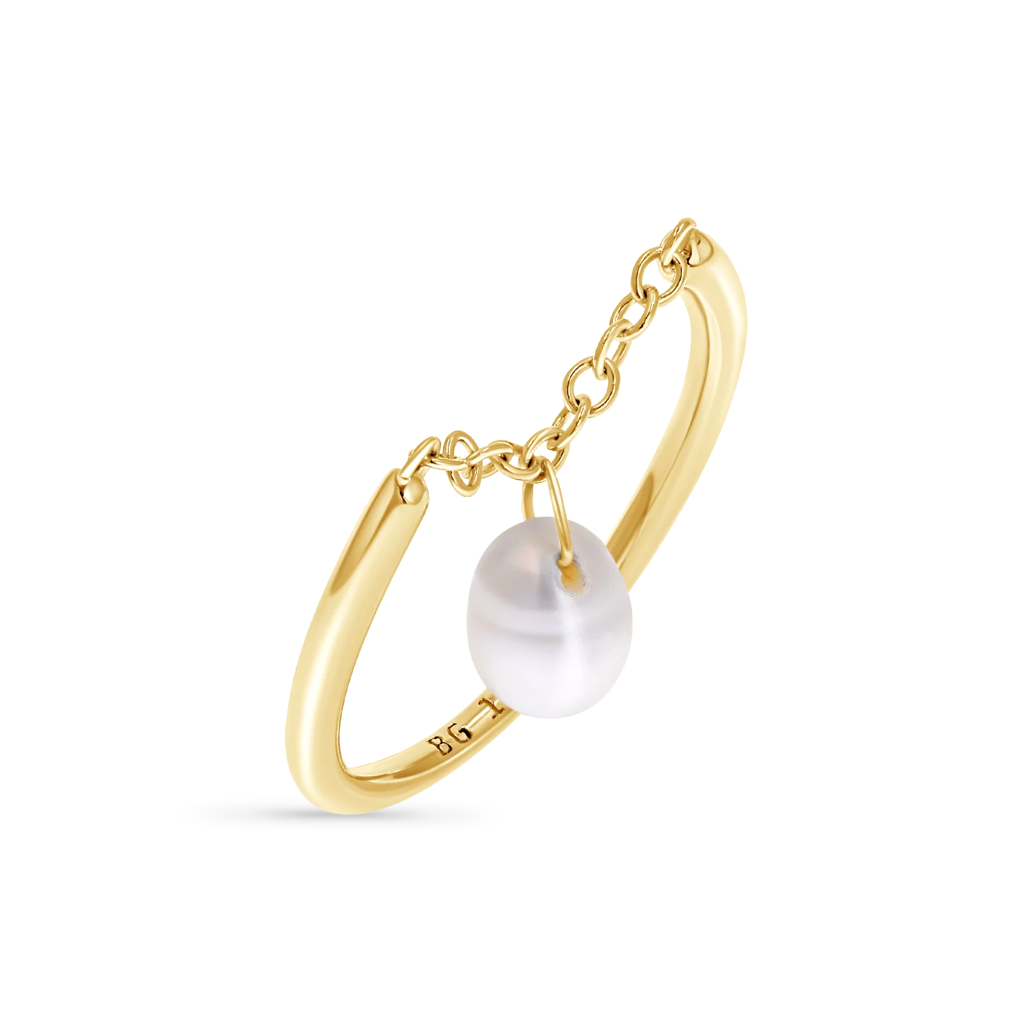 Solitaire Pearl Drop Chain Ring