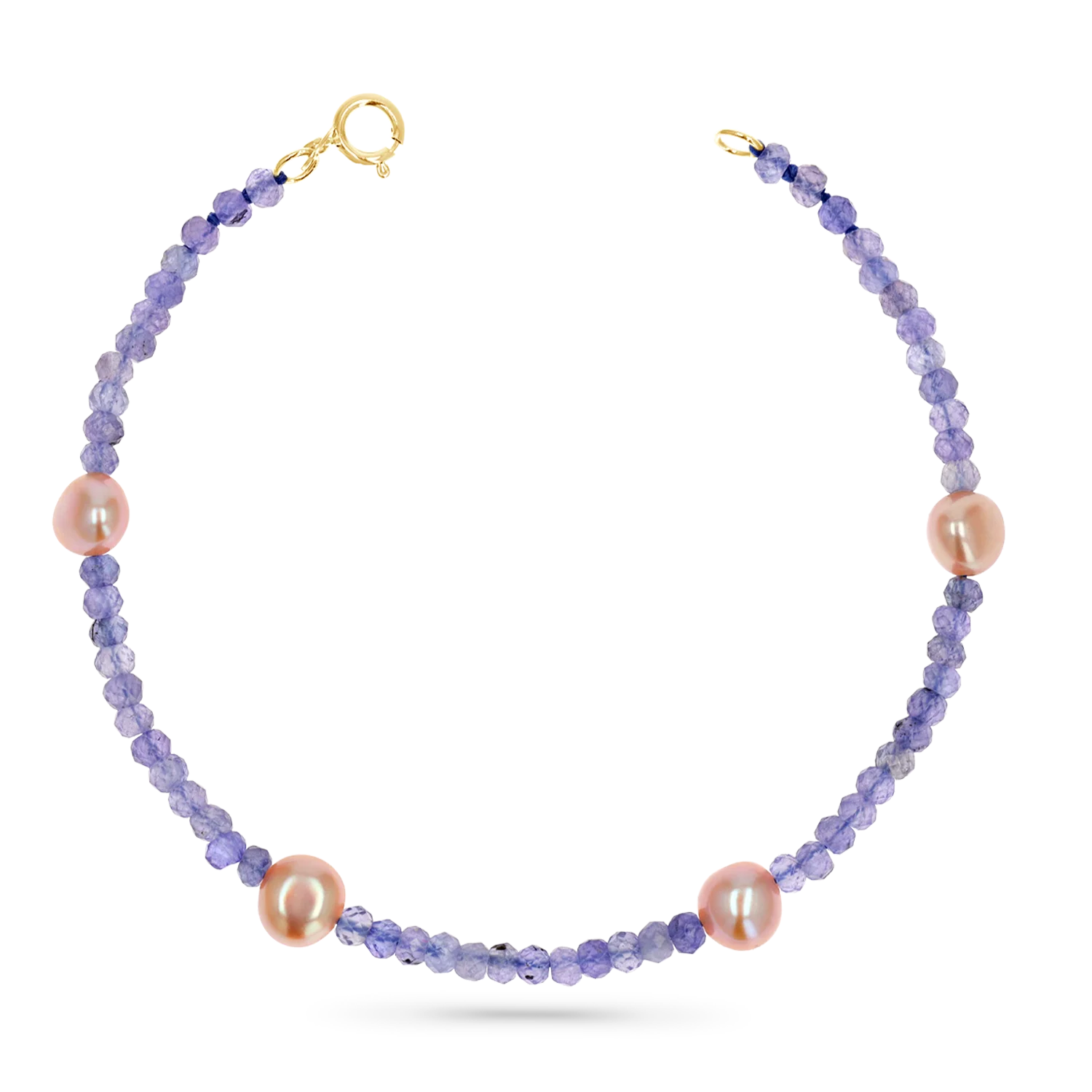 Tanzanite & Pink Pearl Station Bracelet