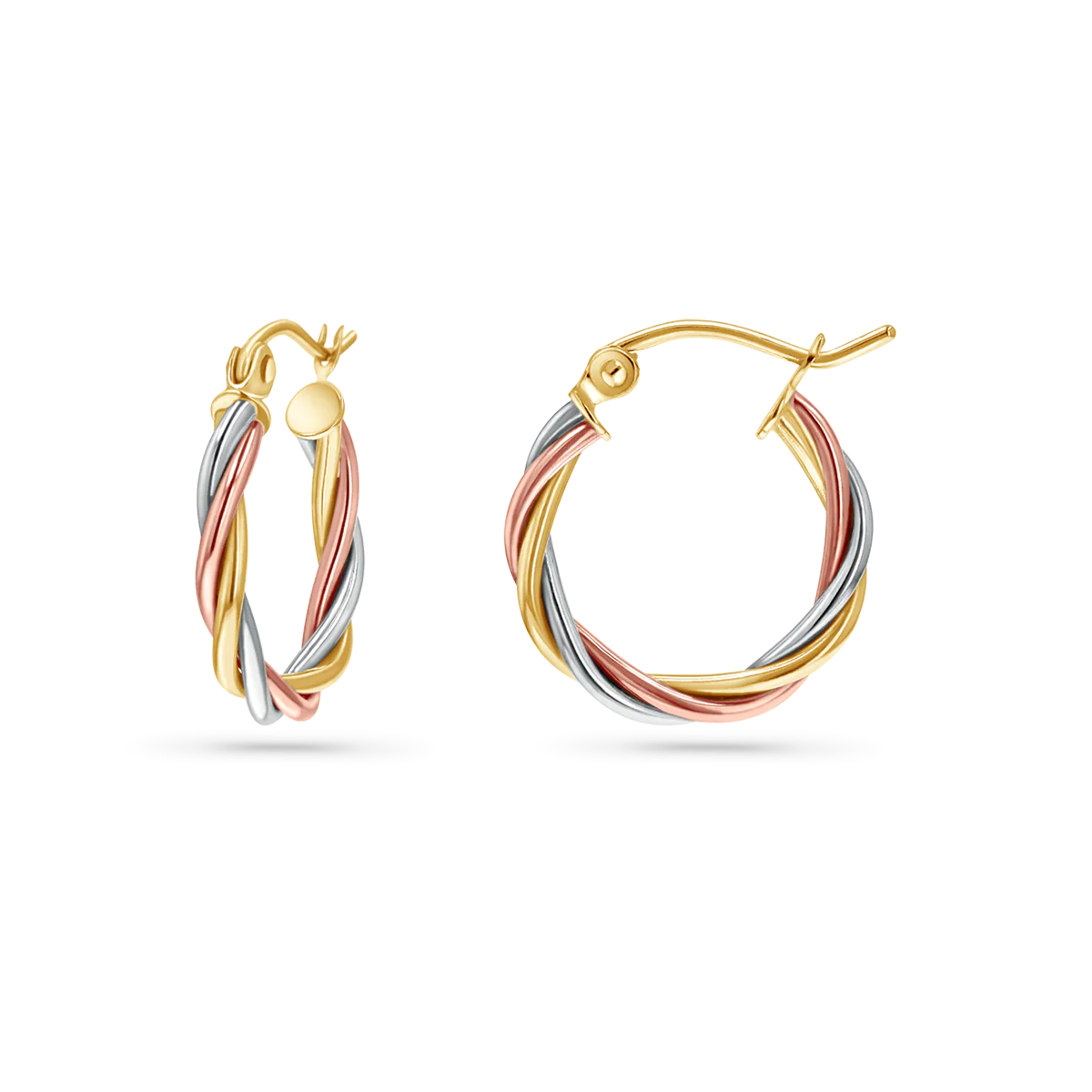 Tri-Color Twist Hoops