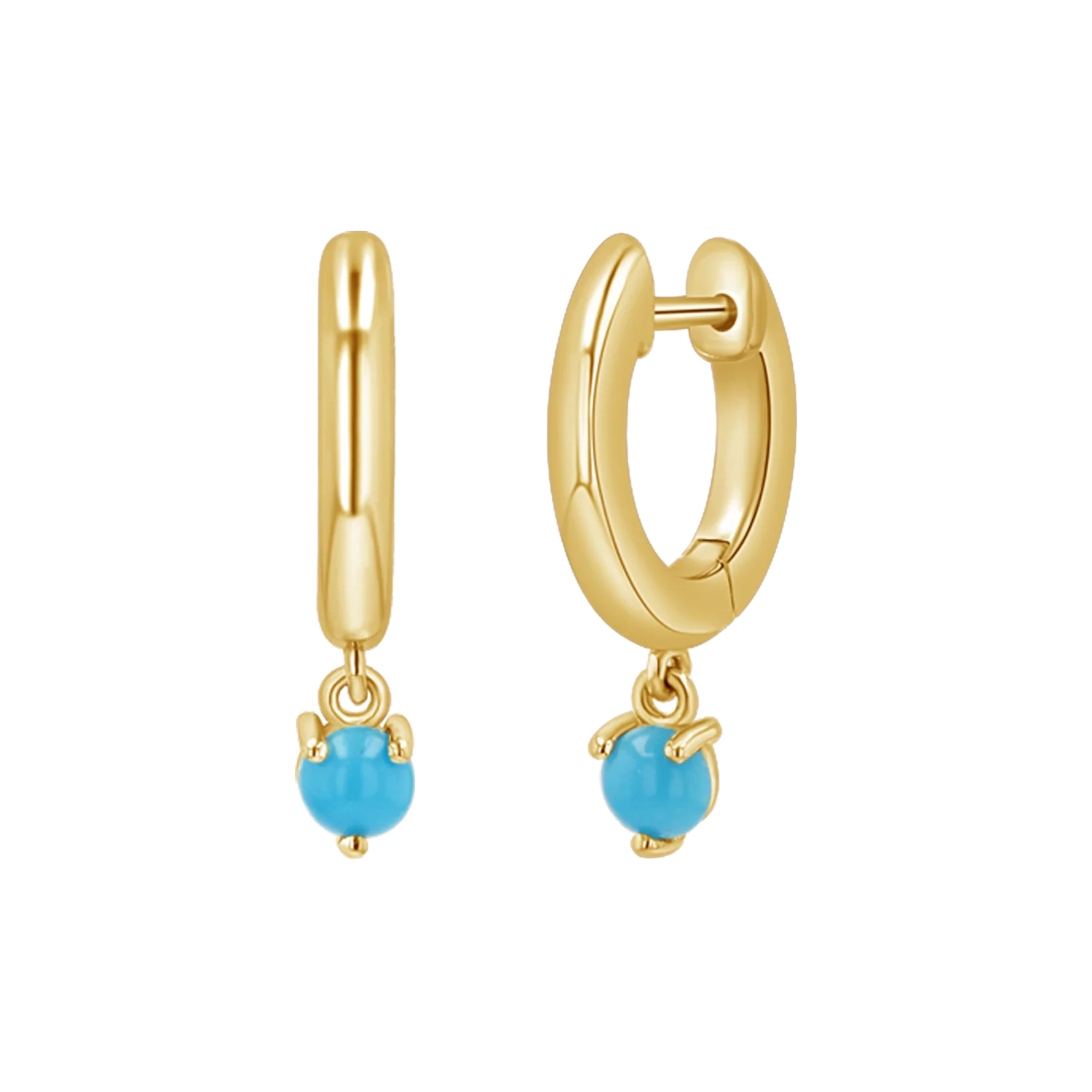 Turquoise Charm Drop Huggies
