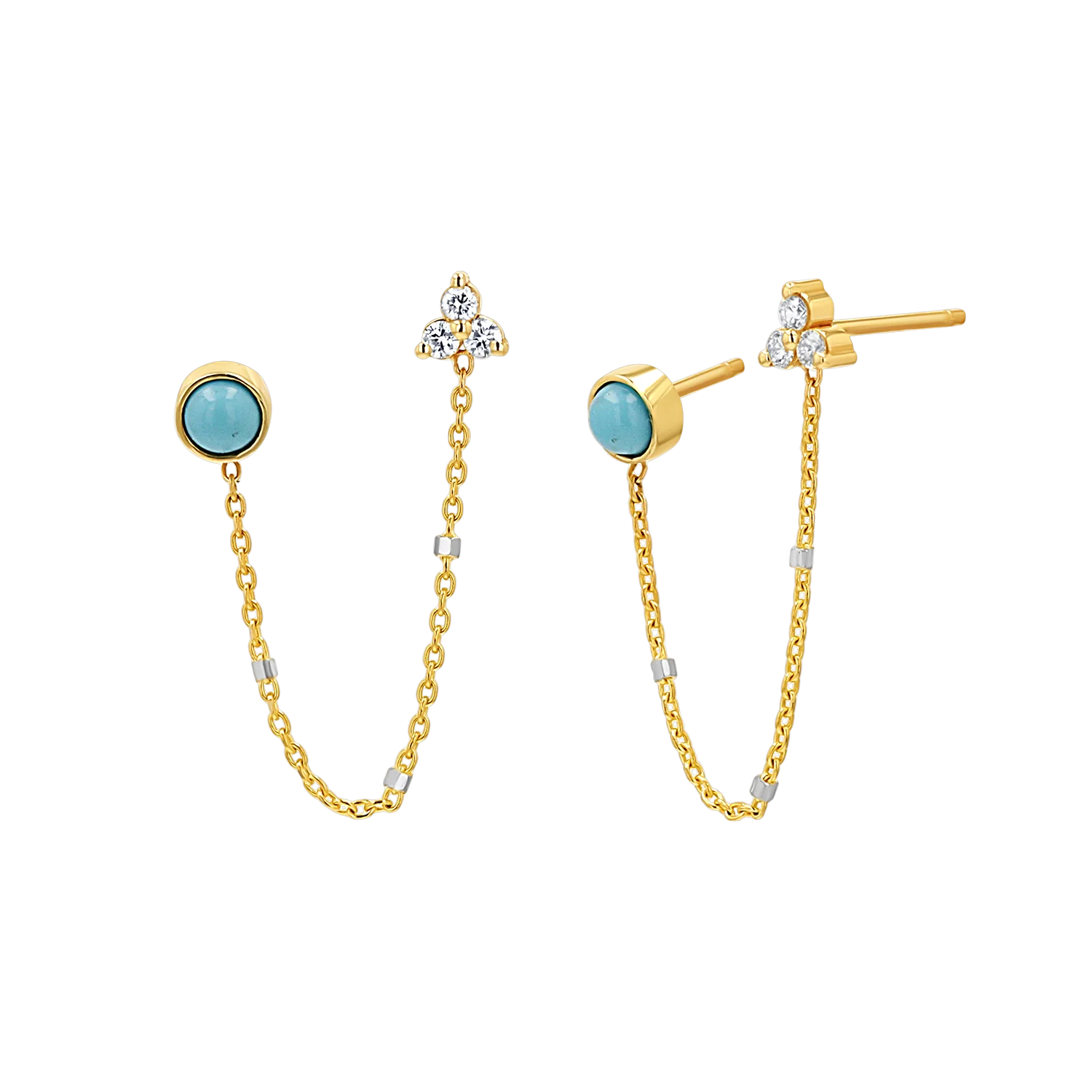 Turquoise & Diamond Duo Drop Earring
