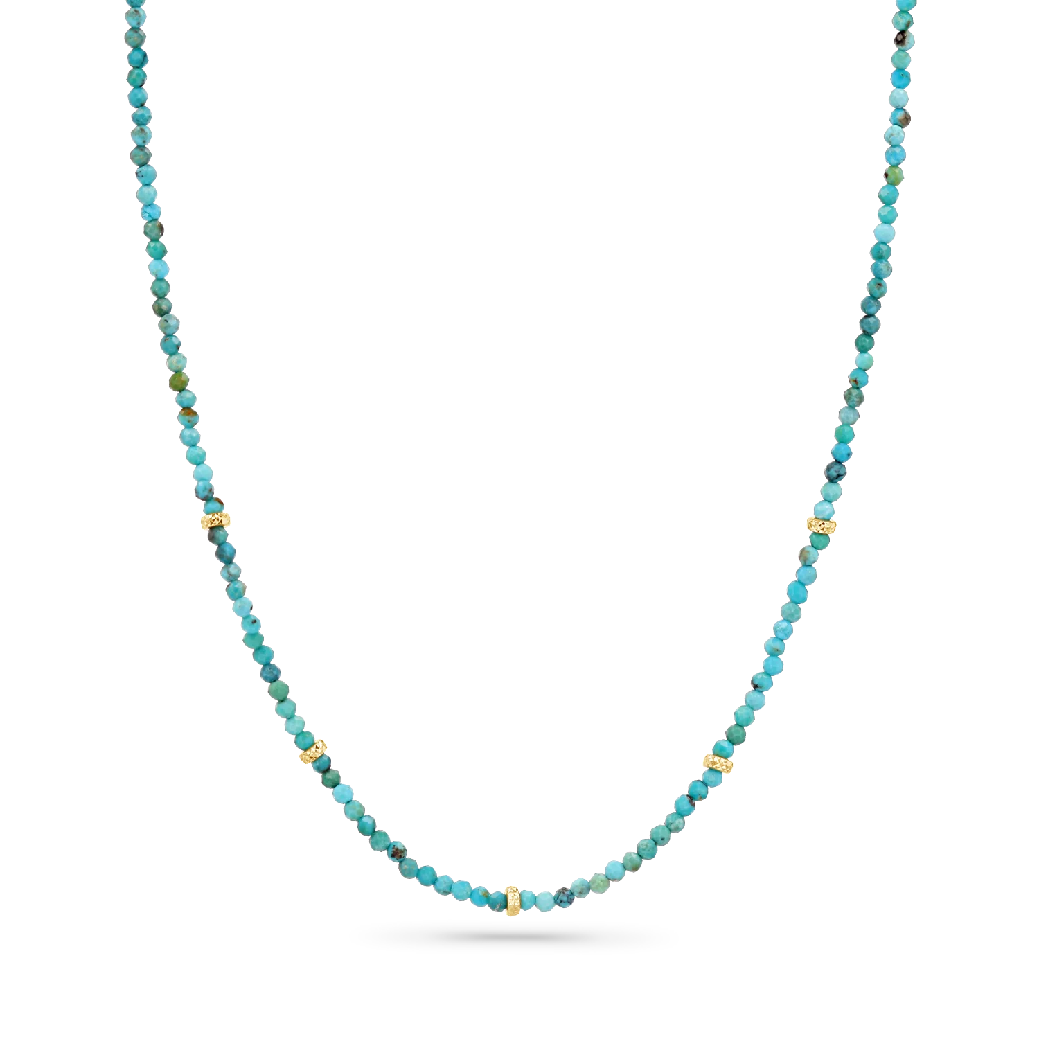 Turquoise & Faceted Gold Bead Necklace