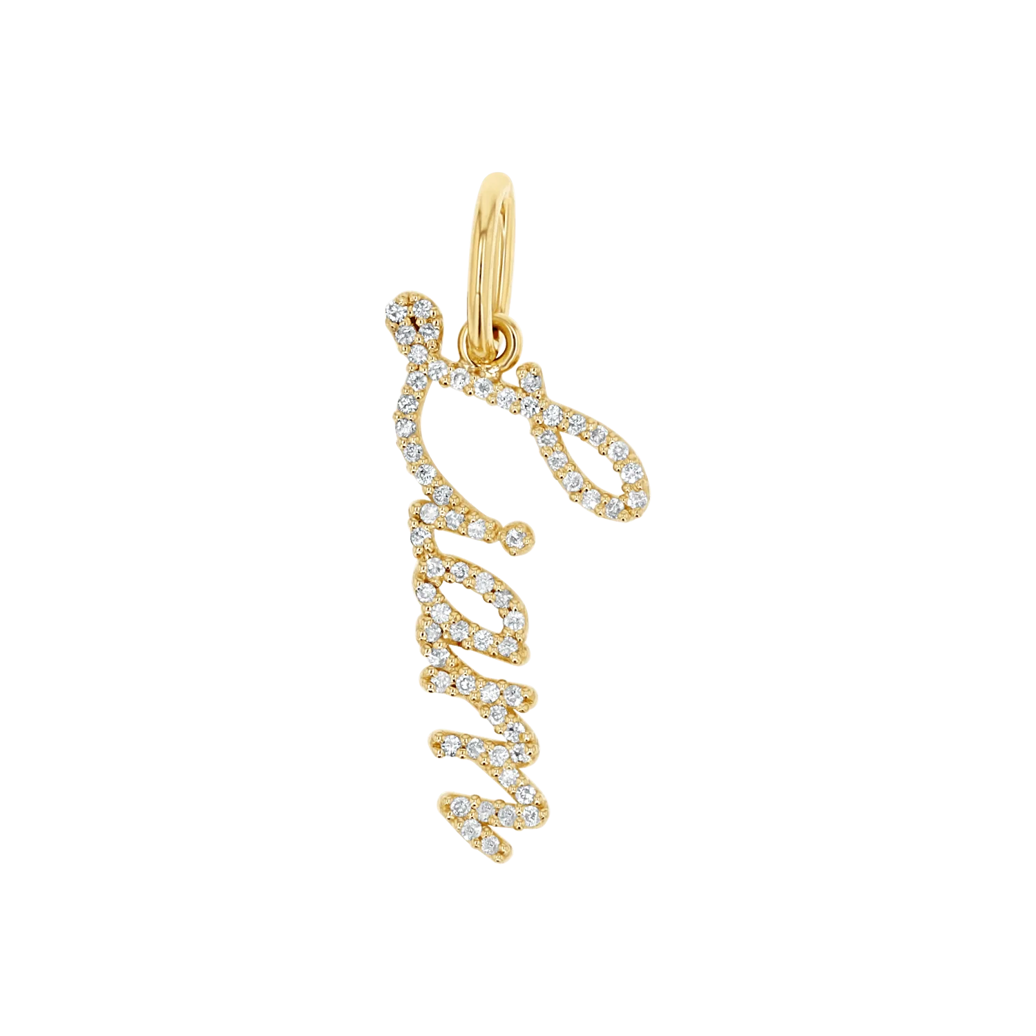 Vertical Diamond Script Name Charm