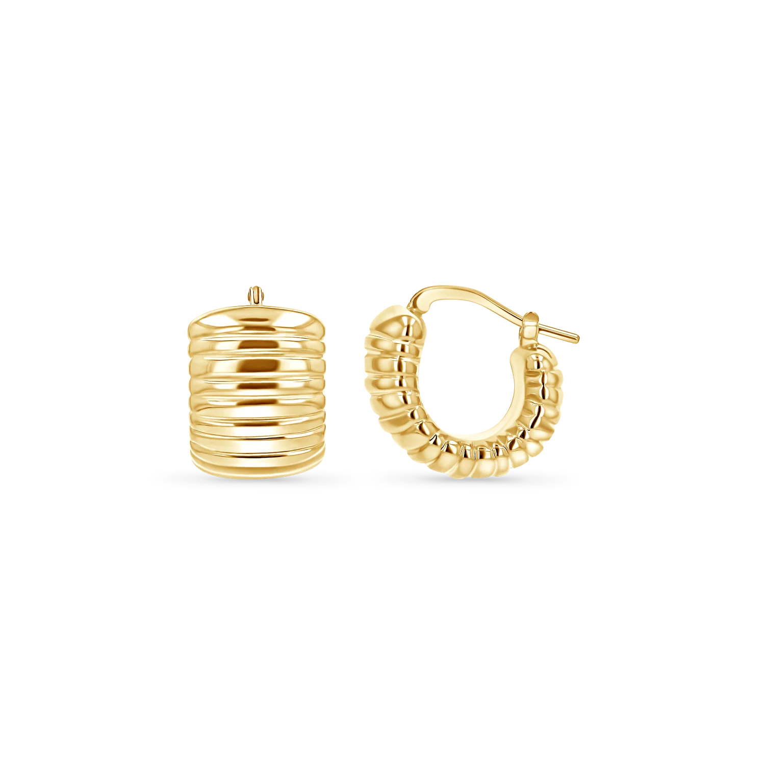 Wide Fluted Huggie Hoops