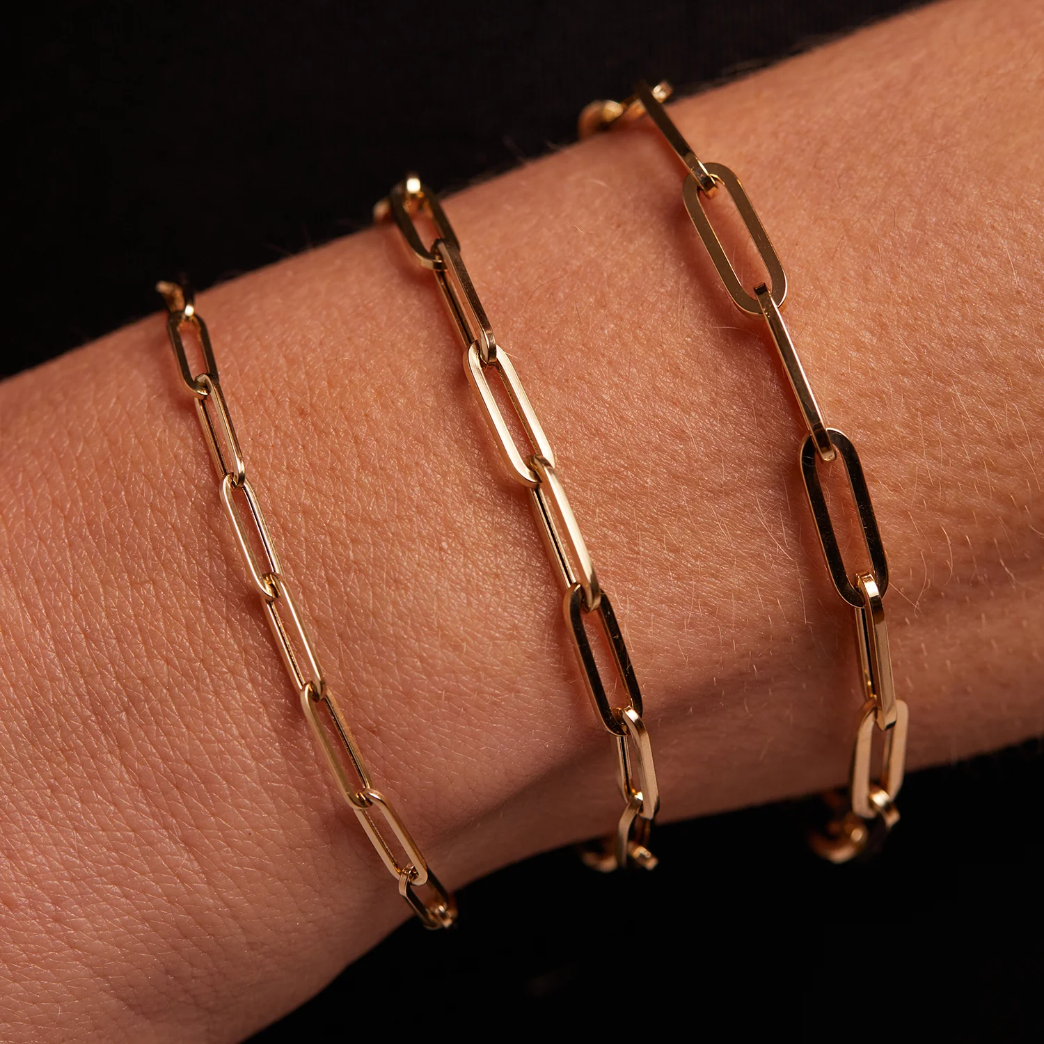 14K Large Paper Clip Chain Bracelet - Image 7