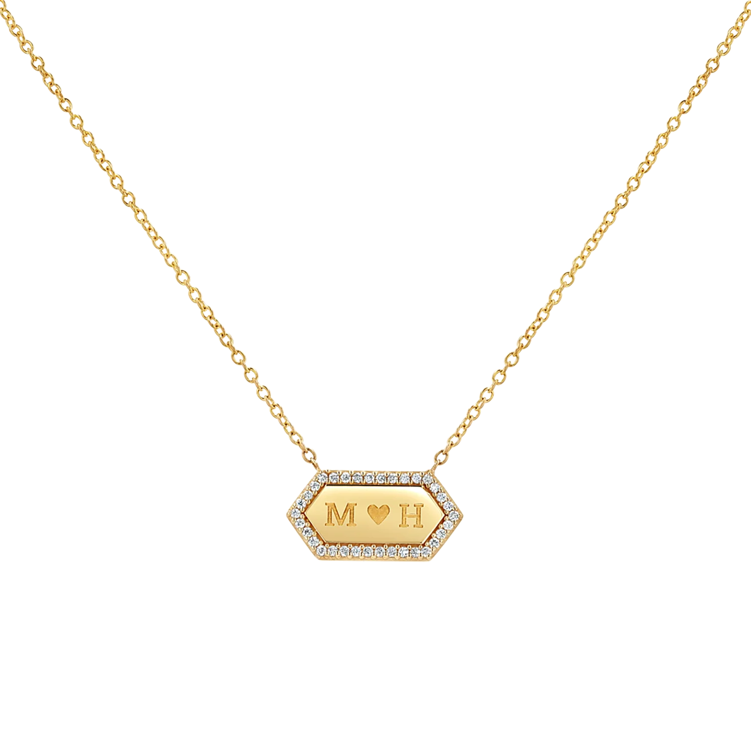 Diamond Hex Engravable Tag Necklace