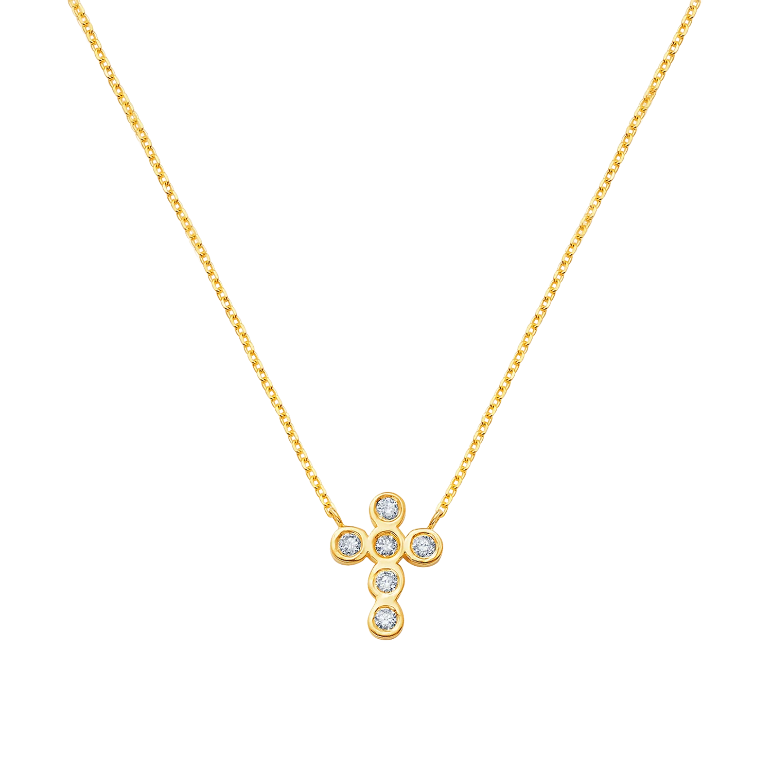 Kids Diamond Bezel Cross Necklace