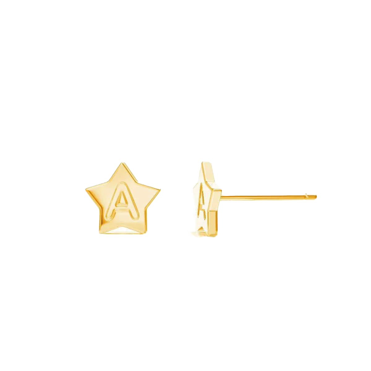 Kids Initial Star Stud Earrings