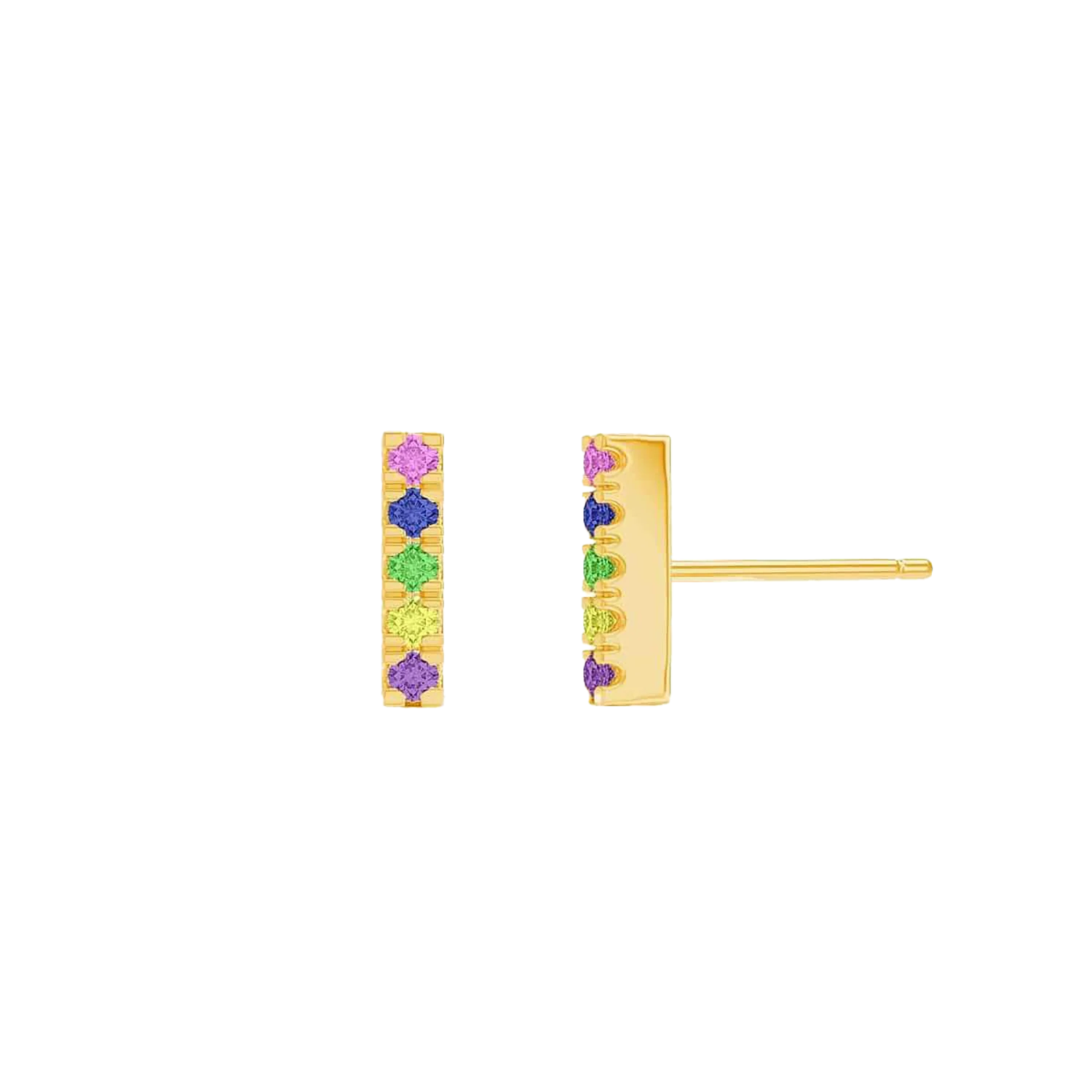 Kids U Pave Petite Rainbow Bar Earrings
