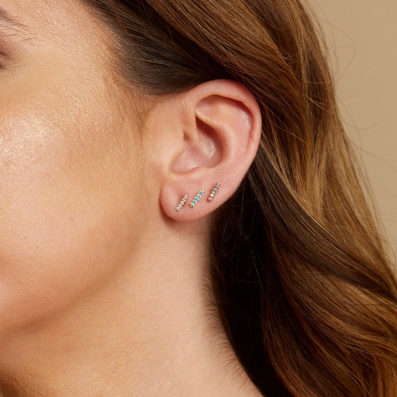 Kids U Pave Petite Rainbow Bar Earrings - Image 4