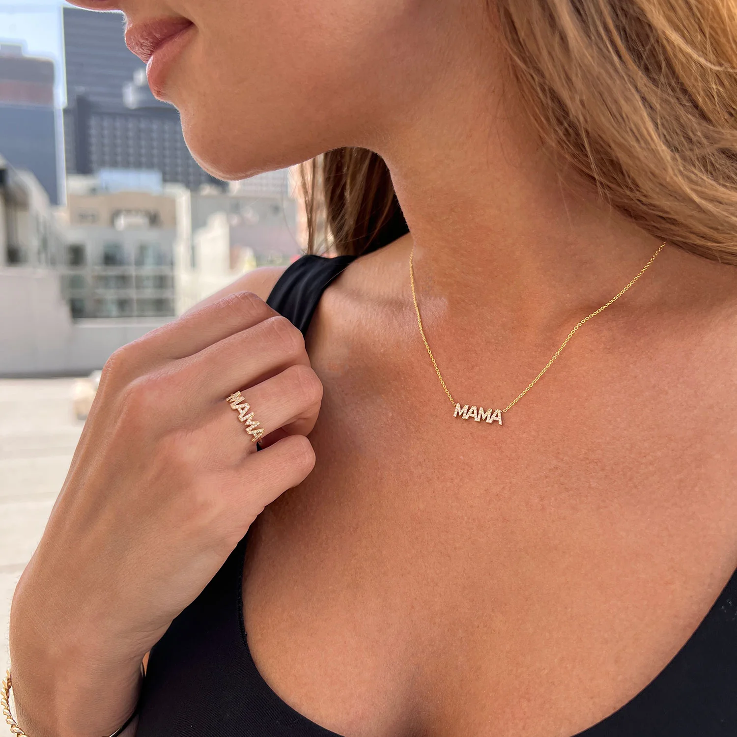 Diamond Pave Mama Necklace - Image 4