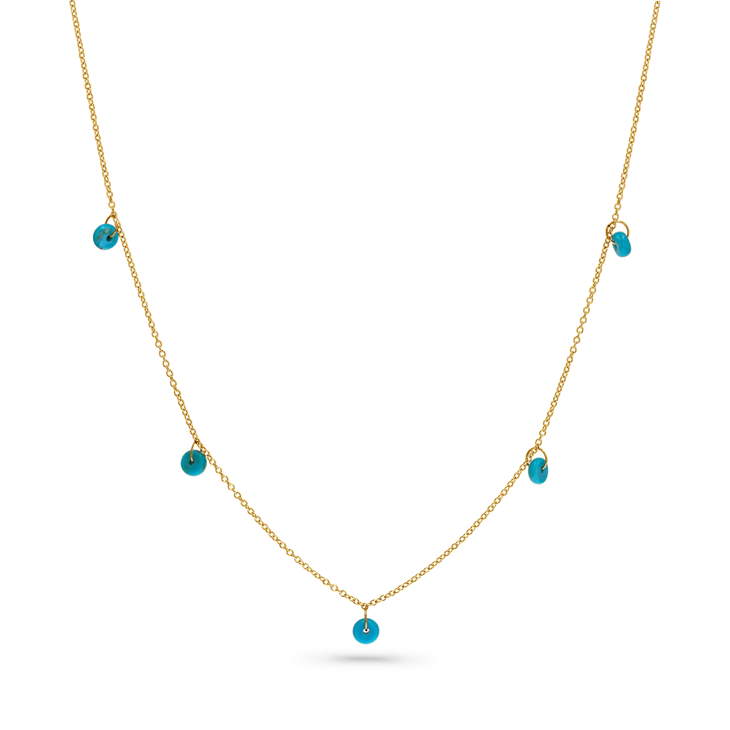 Turquoise Bead Charm Necklace